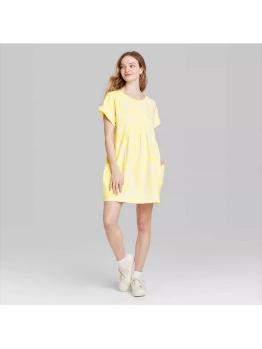 wild fable Yellow Short Sleeve Smock Mini Dress